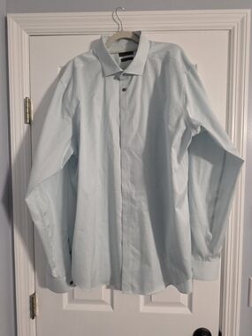 Calvin Klein Pale Blue Men's Dress Shirt, Patterned, Big & Tall